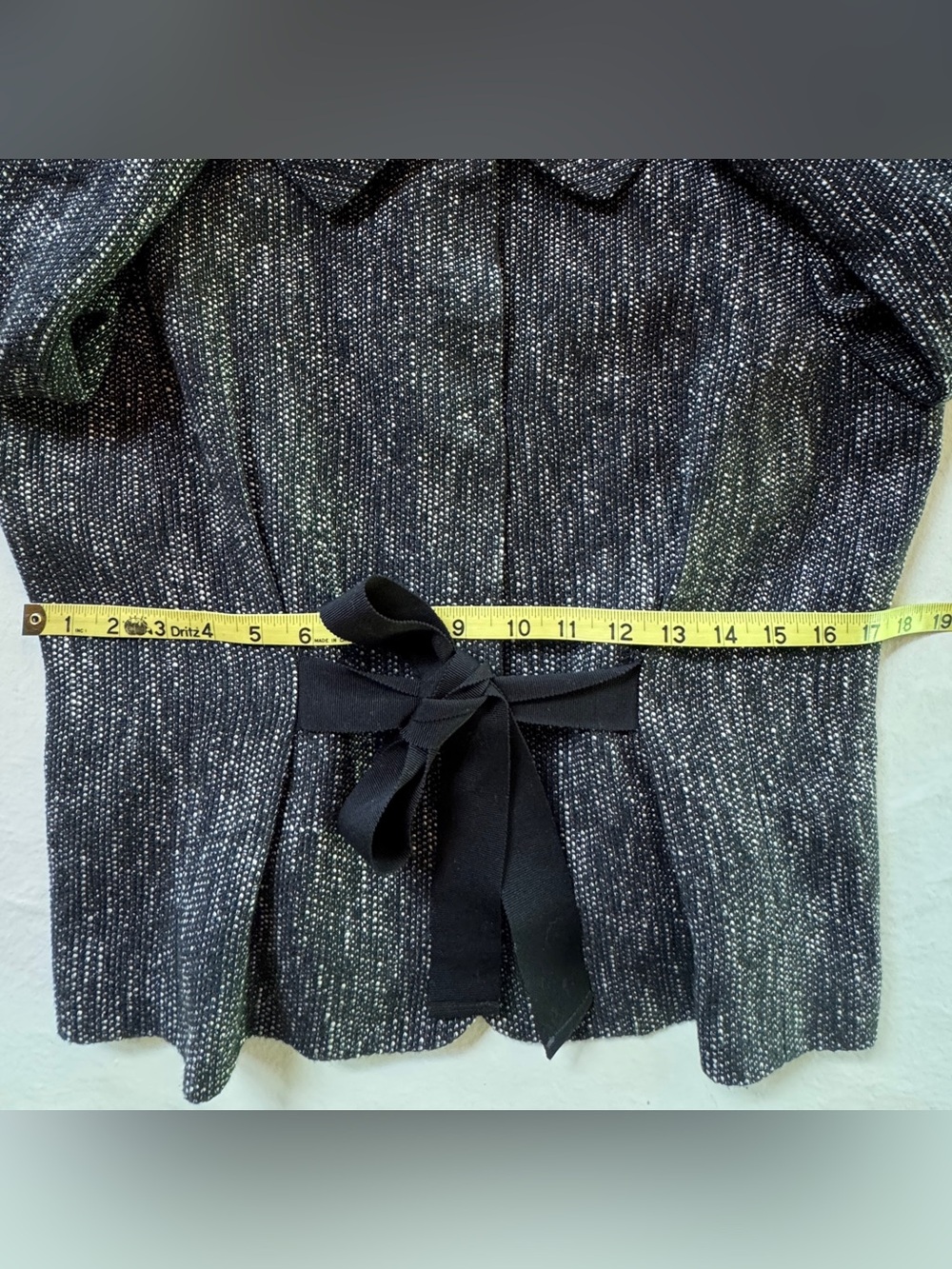 Talbots Black White Tweed Cropped Jacket 3/4 Sleeves Lined Tie Belt (12P) - Picture 10 of 17